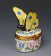 Limoges Laure Selignac Yellow Butterfly Hand Painted Porcelain Box Scully Scully