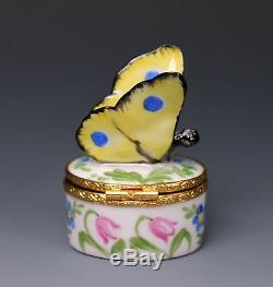 Limoges LAURE SELIGNAC Yellow Butterfly Hand Painted Porcelain Box Scully Scully