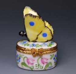 Limoges LAURE SELIGNAC Yellow Butterfly Hand Painted Porcelain Box Scully Scully