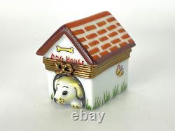 Limoges La Gloriette France Stamped New Dog House Box Trinket Box Auth