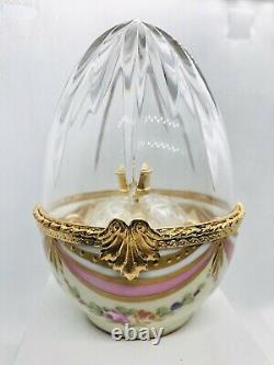 Limoges LaGloriette Peint Main Trinket Box Huge Egg&Perfume Bottle Limited&Mint