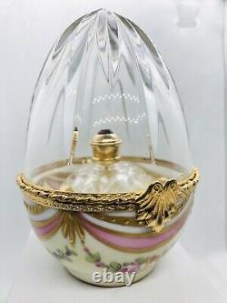 Limoges LaGloriette Peint Main Trinket Box Huge Egg&Perfume Bottle Limited&Mint