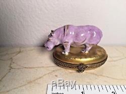 Limoges Lavendar Hippopotamus CHAMART Peint main France RARE Vintage Box