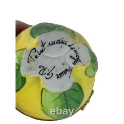 Limoges Lemon Ladybug Trinket Box Signed G. R 3.5 h