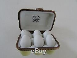 Limoges Marque Deposse Peint La Mein France Easter Egg Carton Trinket Box