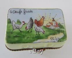 Limoges Marque Deposse Peint La Mein France Easter Egg Carton Trinket Box