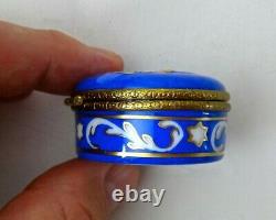 Limoges Menorah Porcelain Trinket Box, Rochard France, Blue Gold Hand Painted