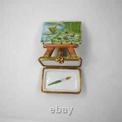 Limoges Monet Limited Edition Painting with Easel Peint Main Trinket Box