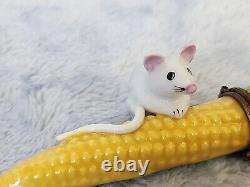 Limoges Mouse Corn on the Cob Trinket Box Ltd Edition Hand Painted Rare 19/500