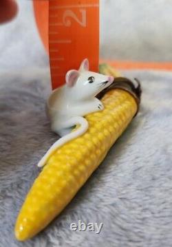 Limoges Mouse Corn on the Cob Trinket Box Ltd Edition Hand Painted Rare 19/500