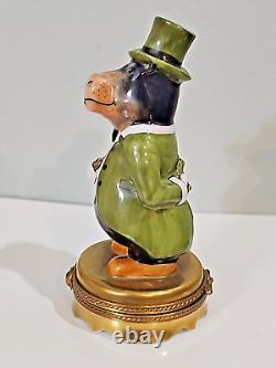 Limoges PARRY VIELLE Trinket Box Rich Banker Hippo withCigar golden base 4