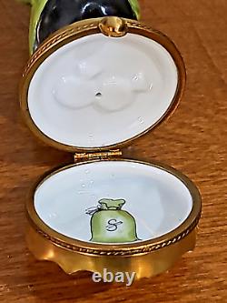 Limoges PARRY VIELLE Trinket Box Rich Banker Hippo withCigar golden base 4