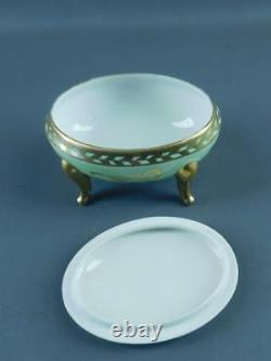 Limoges Painted Oval Covered Porcelain Box Vanity-Dresser Footed France