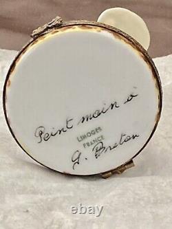 Limoges Painter Artist Brush & Palette Peint Main Trinket Box Signed G Breton