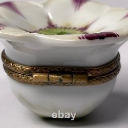 Limoges Parry Vieille White and Purple Flower Trinket Box