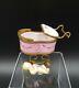 Limoges Peint Main Baby & Carriage Trinket Box With Insert Mint Cute