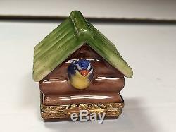 Limoges Peint Main Box Bird House Birdhouse Baby Birds Inside! Mint Condition