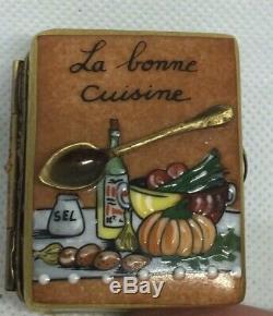 Limoges Peint Main Box COOKBOOK with Spoon, Champagne signed Gerard Ribierre