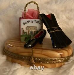 Limoges Peint Main Box, Paris shopping. Little Black Dress. With A Surprise