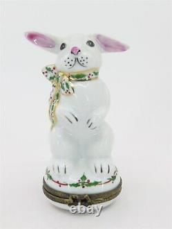 Limoges Peint Main Bunny Trinket Box 3.25 Tall Made in France