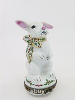 Limoges Peint Main Bunny Trinket Box 3.25 Tall Made in France