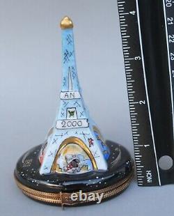 Limoges Peint Main France Eiffel Tower Millennium 2000 Trinket Box
