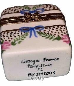 Limoges Peint Main France Trinket Box Chest With 2 Perfume Bottles Eximious