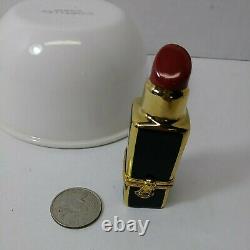 Limoges Peint Main French Black Lipstick Tube Trinket Box Vintage
