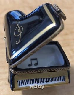 Limoges Peint Main Grand Piano black with gold treble clef at least 20+ years ol
