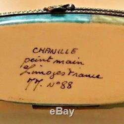 Limoges Peint Main Hinged Trinket or Needle Box Chateau No. 88 Chanille