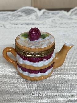 Limoges Peint Main Imports Berry Layer Cake Teapot Trinket Box