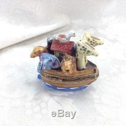 Limoges Peint Main Noahs Ark Hand Painted Trinket Box Animals France