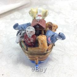 Limoges Peint Main Noahs Ark Hand Painted Trinket Box Animals France