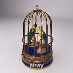 Limoges Peint Main PV Macaws in a Cage Trinket Box