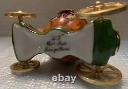 Limoges Peint Main Porcelain Cinderella Carriage Trinket Box With Slipper Inside