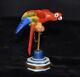 Limoges Peint Main Porcelain Hinged Trinket Box Macawith Parrot On Stand