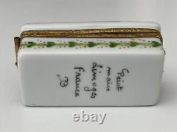 Limoges Peint Main Porcelain Trinket Box Lily of the Valley and Ladybug Shoebox