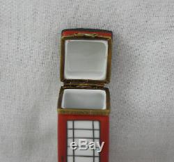 Limoges Peint Main Red London Phone Booth Trinket Box Hinged Hand Painted France