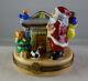 Limoges Peint Main Santa With Presents By The Fireplace Enamel Trinket Box Xmas