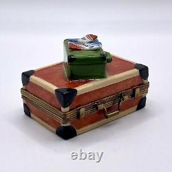Limoges Peint Main Suitcase Tickets to Paris Bon Voyage Trinket Box