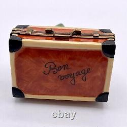 Limoges Peint Main Suitcase Tickets to Paris Bon Voyage Trinket Box