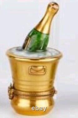 Limoges Peint Main Trinket Box Champagne On Ice (room service)