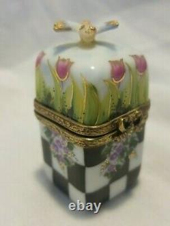 Limoges Peint Main Trinket Box with Dragonfly numbered 44 of 100 Bow Clasp