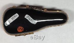 Limoges Peint Main Violin with Case New York, Paris Trinket Box Mint Condition