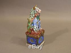 Limoges Peint Mein French Porcelain Trinket Box BLUE Chinese Foo Dog Guardian