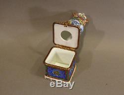 Limoges Peint Mein French Porcelain Trinket Box BLUE Chinese Foo Dog Guardian