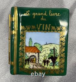Limoges Peint Mein Rochard Trinket Box The Great Book of Wine with Bottles Vin