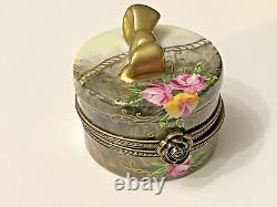 Limoges Petit Main Trinket Box Floral Hat Box withHat French Home Signed