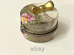 Limoges Petit Main Trinket Box Floral Hat Box withHat French Home Signed