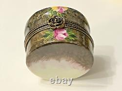 Limoges Petit Main Trinket Box Floral Hat Box withHat French Home Signed